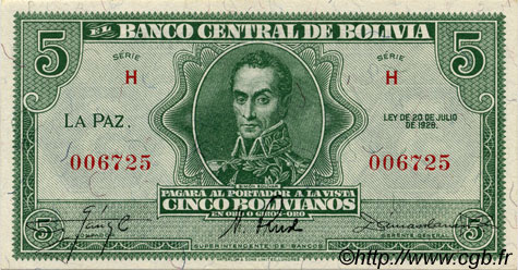 5 Bolivianos BOLIVIE  1928 P.129 NEUF
