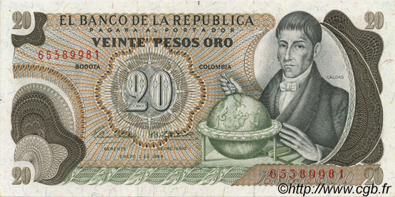 20 Pesos Oro COLOMBIE  1969 P.409a SUP+