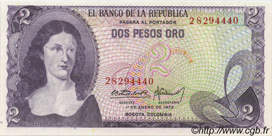 2 Pesos Oro COLOMBIE  1972 P.413a NEUF