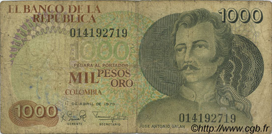 1000 Pesos Oro COLOMBIE  1979 P.421a B