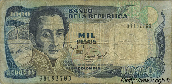1000 Pesos COLOMBIE  1994 P.438 TB