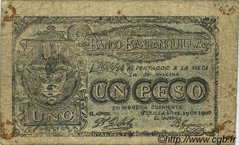 1 Peso COLOMBIE  1900 PS.0248 pr.TB