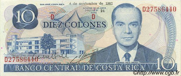 10 Colones COSTA RICA  1982 P.237b pr.NEUF