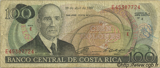 100 Colones COSTA RICA  1987 P.248b pr.TB