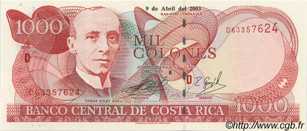 1000 Colones COSTA RICA  2003 P.264d pr.NEUF