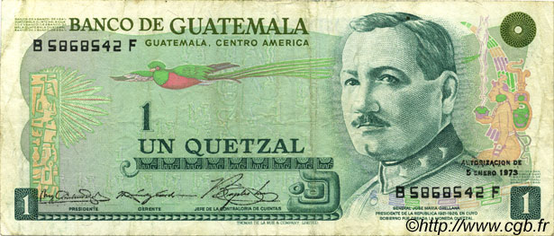 1 Quetzal GUATEMALA  1973 P.059a pr.TTB