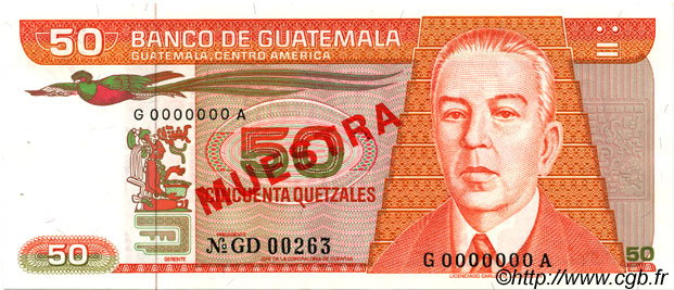 50 Quetzales Spécimen GUATEMALA  1983 P.070s SPL