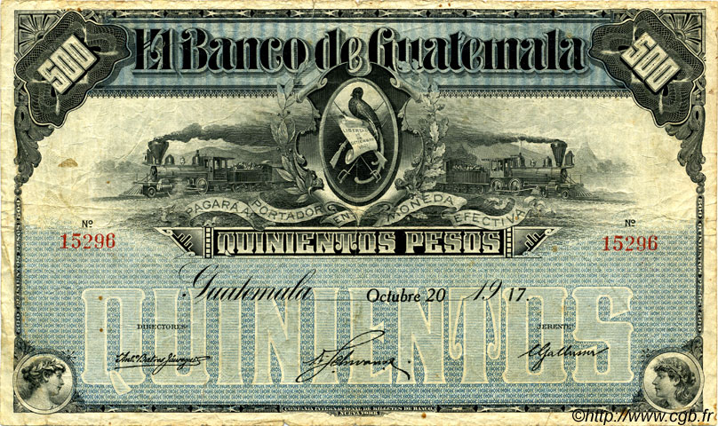 500 Pesos GUATEMALA  1917 PS.148a TB+