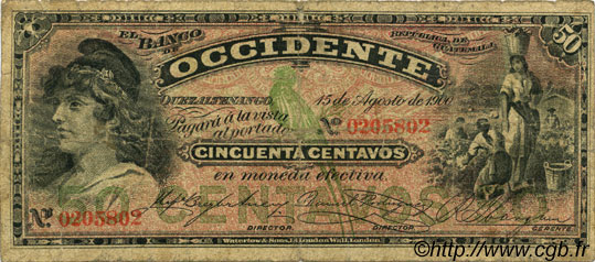 50 Centavos GUATEMALA  1900 PS.172 TB+