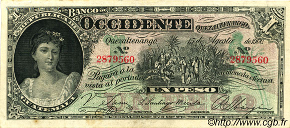 1 Peso GUATEMALA  1900 PS.175a SUP