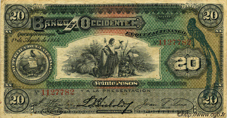 20 Pesos GUATEMALA  1914 PS.179 TTB