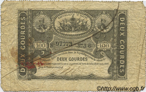 2 Gourdes HAÏTI  1827 P.042 B+