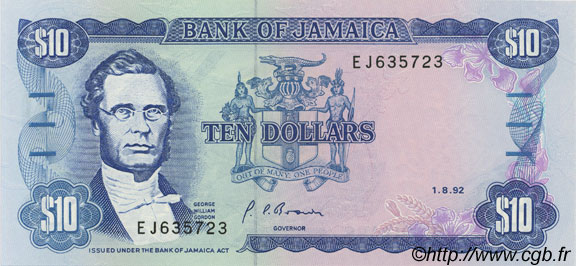 10 Dollars JAMAÏQUE  1992 P.71d NEUF