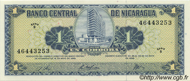1 Cordoba NICARAGUA  1968 P.115 NEUF