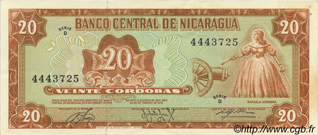20 Cordobas NICARAGUA  1978 P.129 SPL