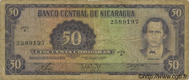 50 Cordobas NICARAGUA  1978 P.130 B+