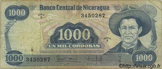 1000 Cordobas NICARAGUA  1979 P.139 TB