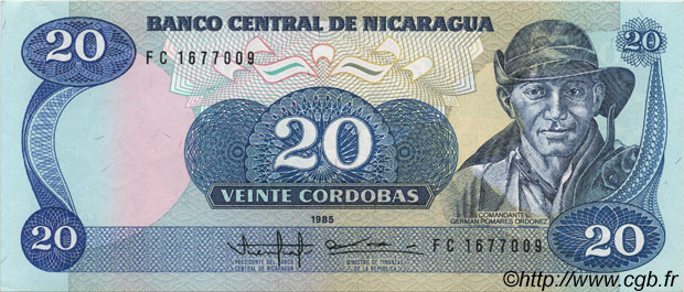 20 Cordobas NICARAGUA  1985 P.152 UNC