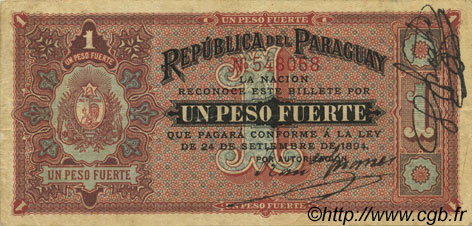 1 Peso PARAGUAY  1894 P.088 TTB+