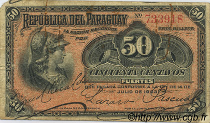 50 Centavos PARAGUAY  1903 P.105a pr.TB