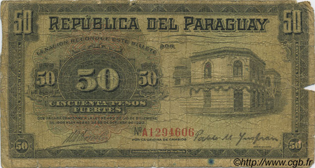 50 Pesos PARAGUAY  1923 P.151 AB
