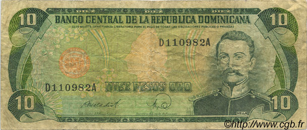 10 Pesos Oro RÉPUBLIQUE DOMINICAINE  1988 P.119c TB