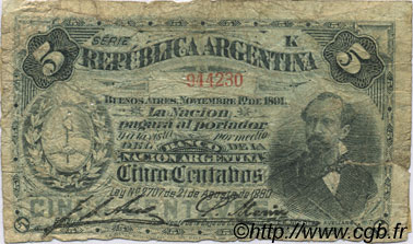 5 Centavos ARGENTINE  1891 P.209 AB