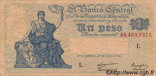 1 Peso ARGENTINE  1948 P.257 TTB