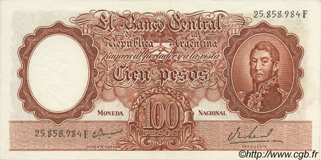 100 Pesos ARGENTINE  1967 P.277 SPL