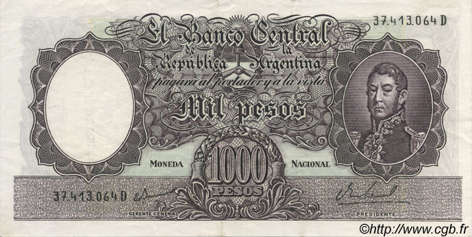 1000 Pesos ARGENTINE  1966 P.279c SUP