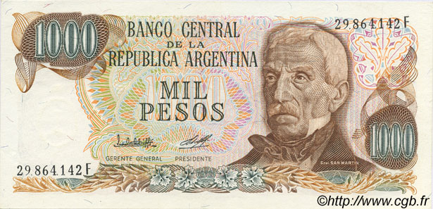 1000 Pesos ARGENTINE  1976 P.304b pr.NEUF