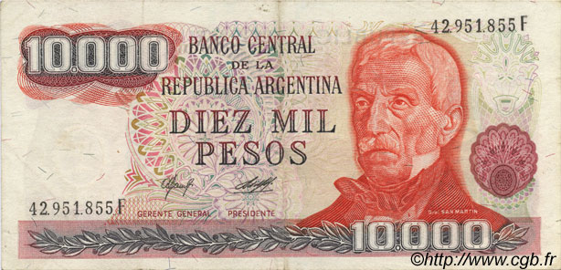 10000 Pesos ARGENTINE  1976 P.306a TTB