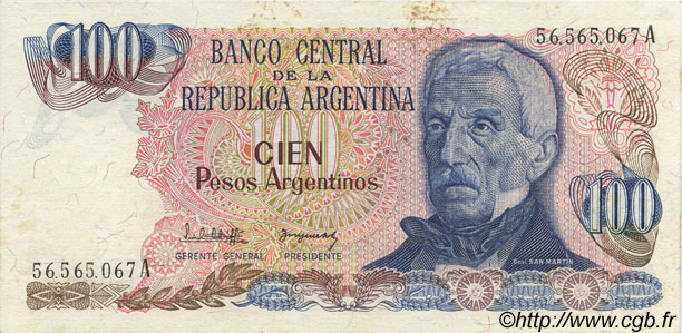 100 Pesos Argentinos ARGENTINE  1983 P.315a TTB