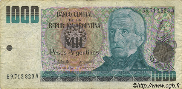 1000 Pesos Argentinos ARGENTINE  1983 P.317a TB