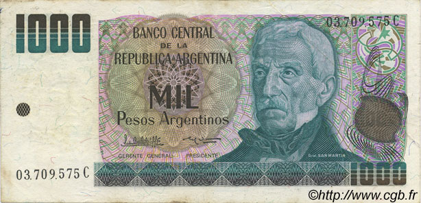 1000 Pesos Argentinos ARGENTINE  1983 P.317a TTB+