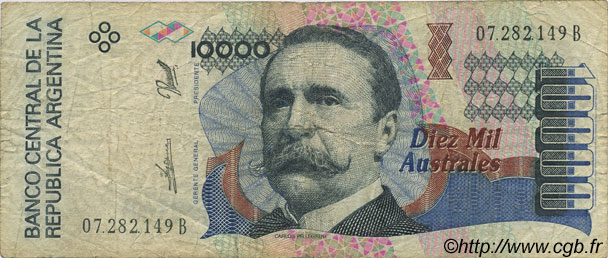 10000 Australes ARGENTINE  1989 P.334a TB
