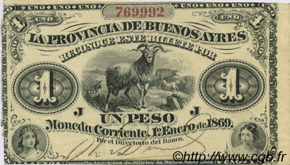 1 Peso ARGENTINE  1869 PS.0481a SUP