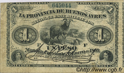 1 Peso ARGENTINE  1869 PS.0481b TB
