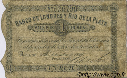 1 Real Plata Boliviana ARGENTINE  1866 PS.1731 B