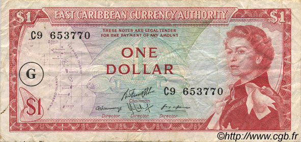 1 Dollar CARAÏBES  1965 P.13j TTB