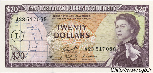 20 Dollars CARAÏBES  1965 P.15l NEUF