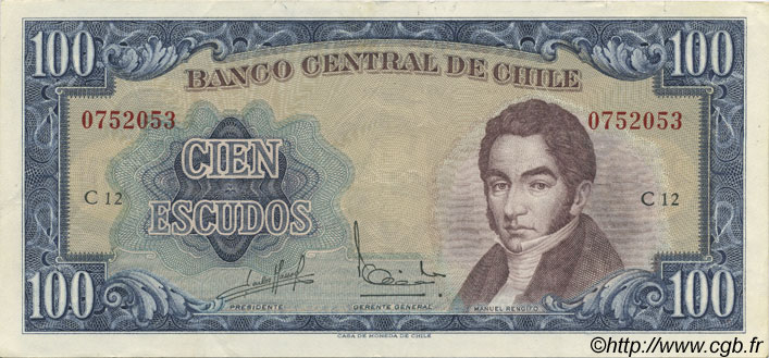 100 Escudos CHILI  1964 P.141a SUP