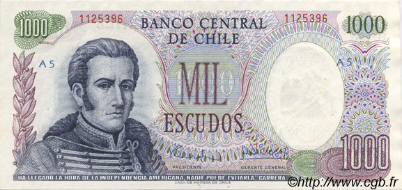 1000 Escudos CHILI  1971 P.146 SUP