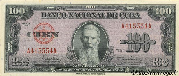 100 Pesos CUBA  1950 P.082a SPL