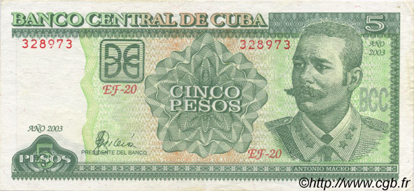 5 Pesos CUBA  2003 P.116f SUP