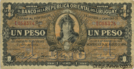 1 Peso URUGUAY  1896 P.003a TB