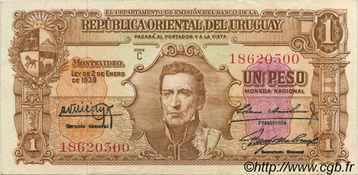 1 Peso URUGUAY  1939 P.035b SUP