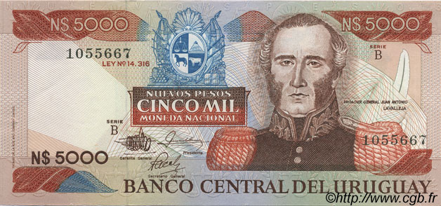 5000 Nuevos Pesos URUGUAY  1983 P.065a SPL