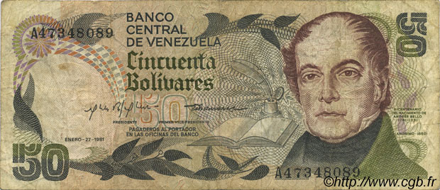 50 Bolivares VENEZUELA  1981 P.058 TB