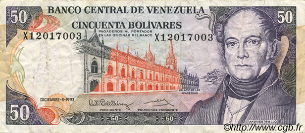 50 Bolivares VENEZUELA  1992 P.065d TTB